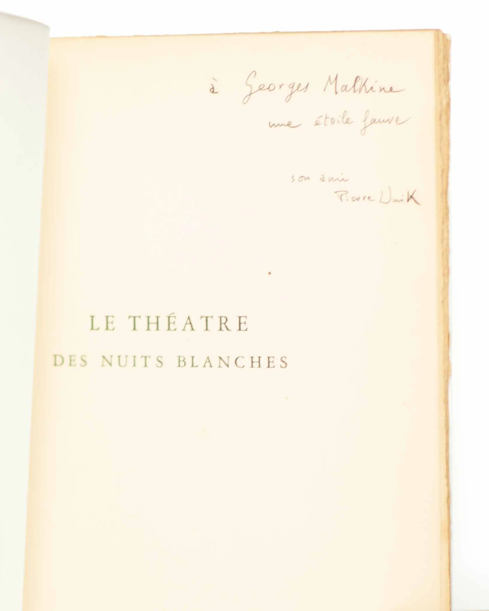 UNIK (Pierre). — Le Théatre des nuits blanches. (Réf. 10242)