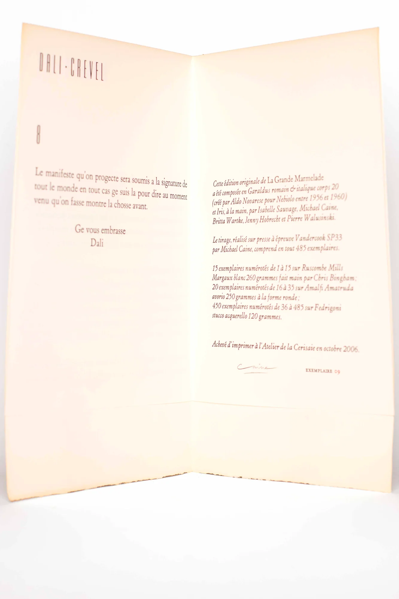 DALI (Salvador). CREVEL (René). — La Grande marmelade. Lettre inédite de Salvador Dali à René Crevel. (Réf. 14968)