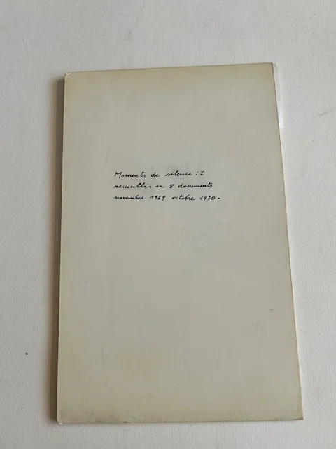 PANE (Gina). — Moments de silence : I. (Réf. 16554)