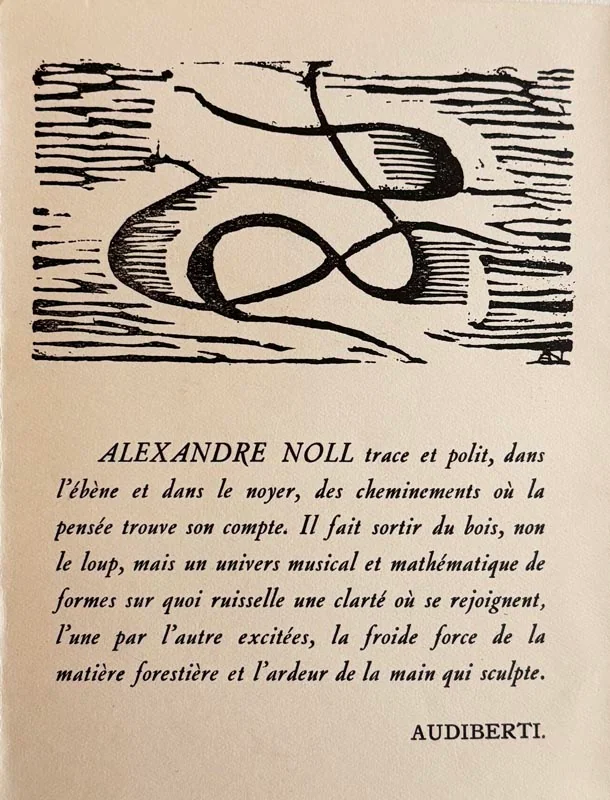 DUCHAMP (Marcel). PICABIA (Francis). AUDIBERTI. ELUARD (Paul). — Carton d’invitation-catalogue dépliant adressé à Paul Eluard pour le vernissage de l’exposition de Henri Nouveau, Alexandre Noll et Engel Pak. (Réf. 18050)