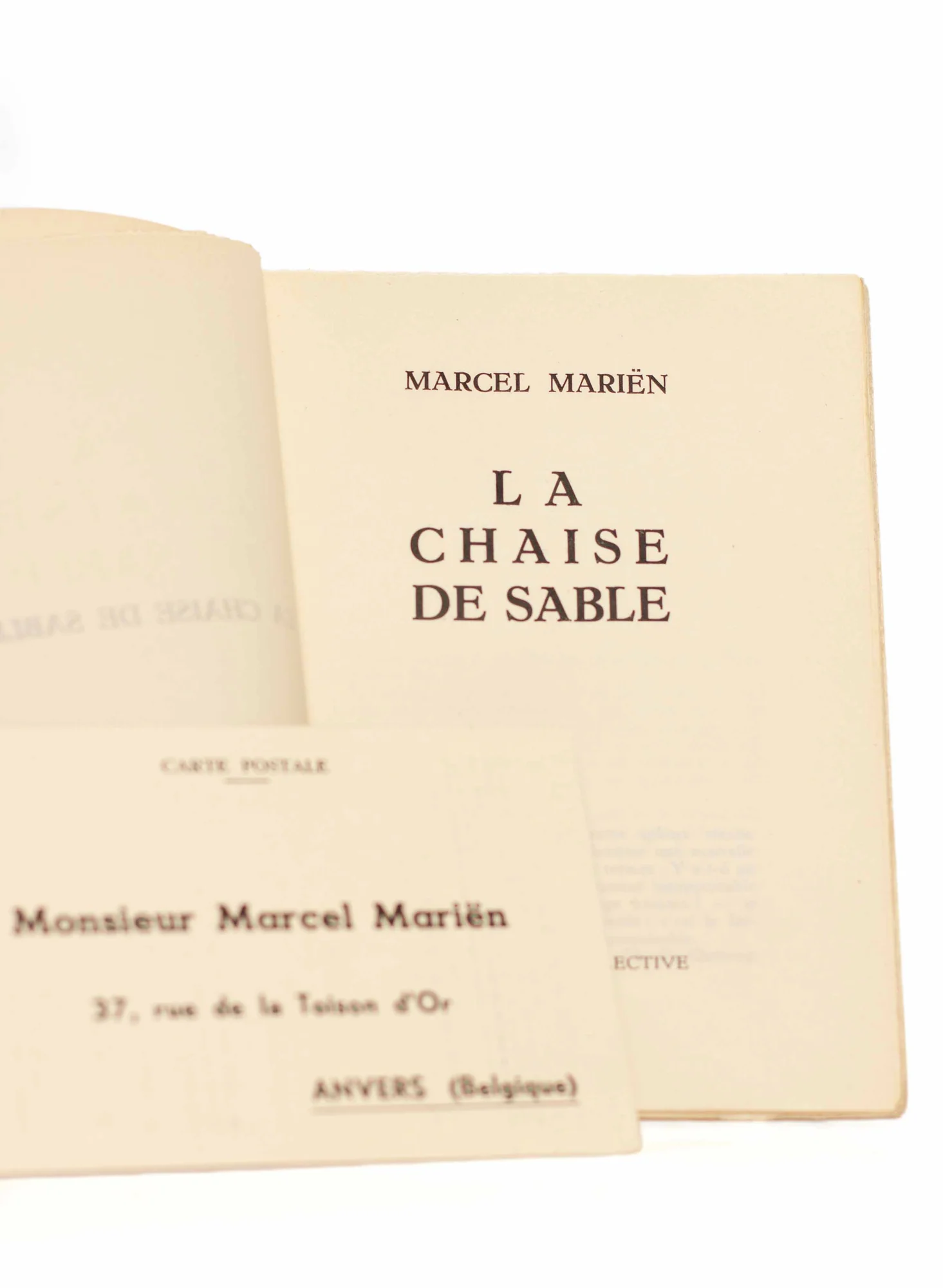 CHAR (René). MARIEN (Marcel). — La chaise de sable. (Réf. 18107)