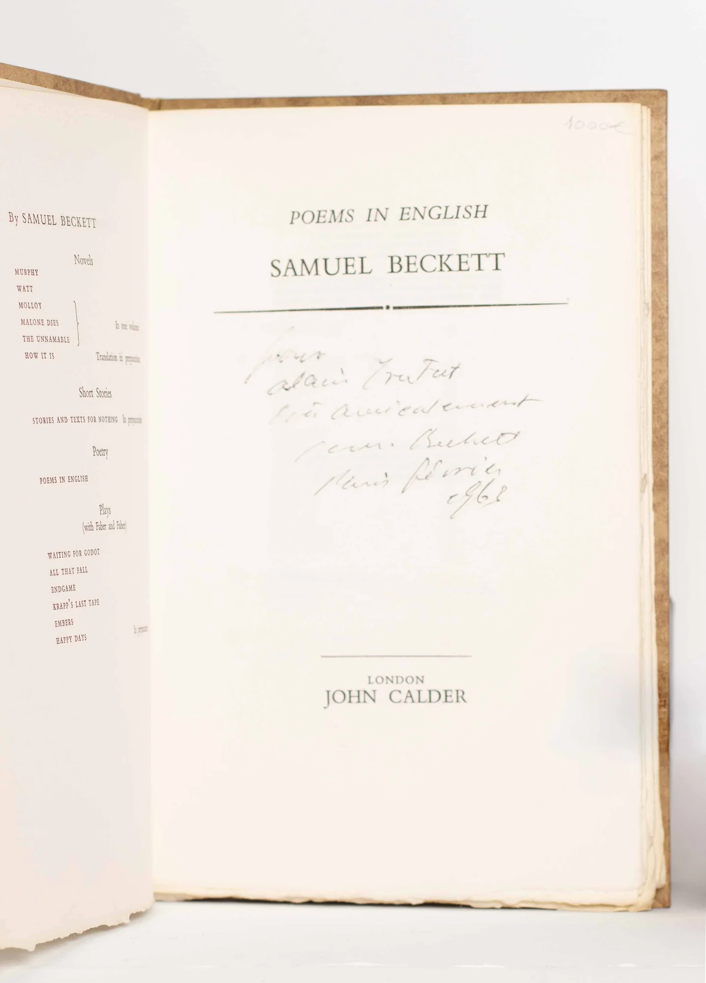 BECKETT  (Samuel). — Poems in English. (Réf. 19169)