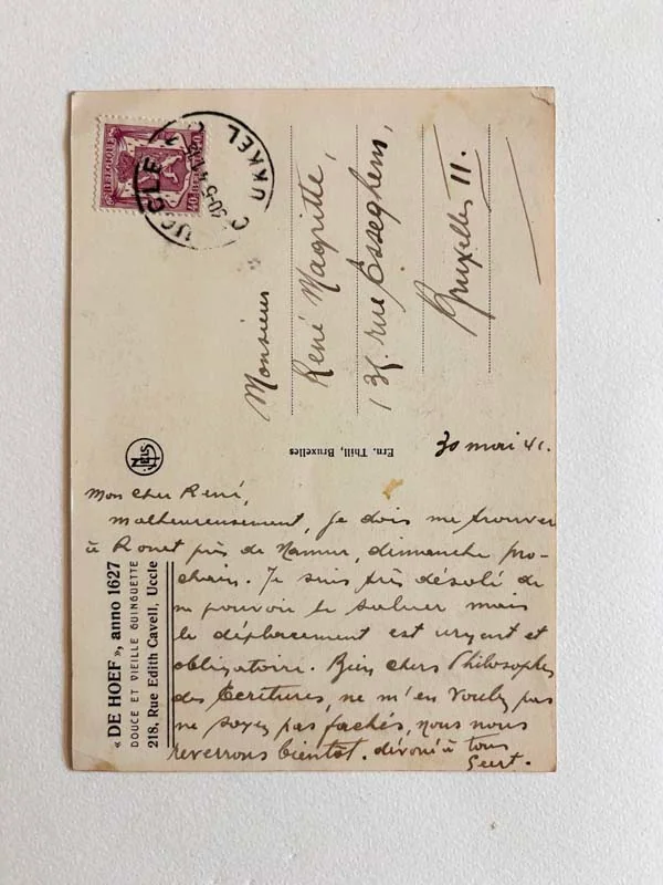 SCUTENAIRE (Jean). — Carte autographe signée à René MAGRITTE. (Réf. 19762)