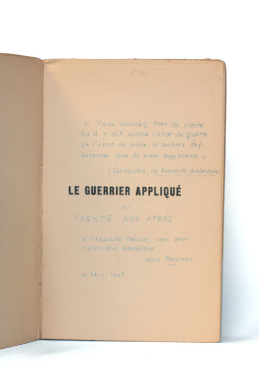 PAULHAN (Jean). — Le Guerrier appliqué. (Réf. 19962)