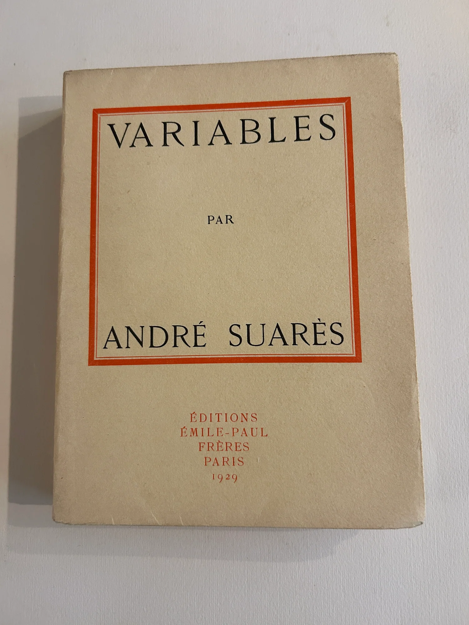 SUARES (André). — Variables. (Réf. 20849)