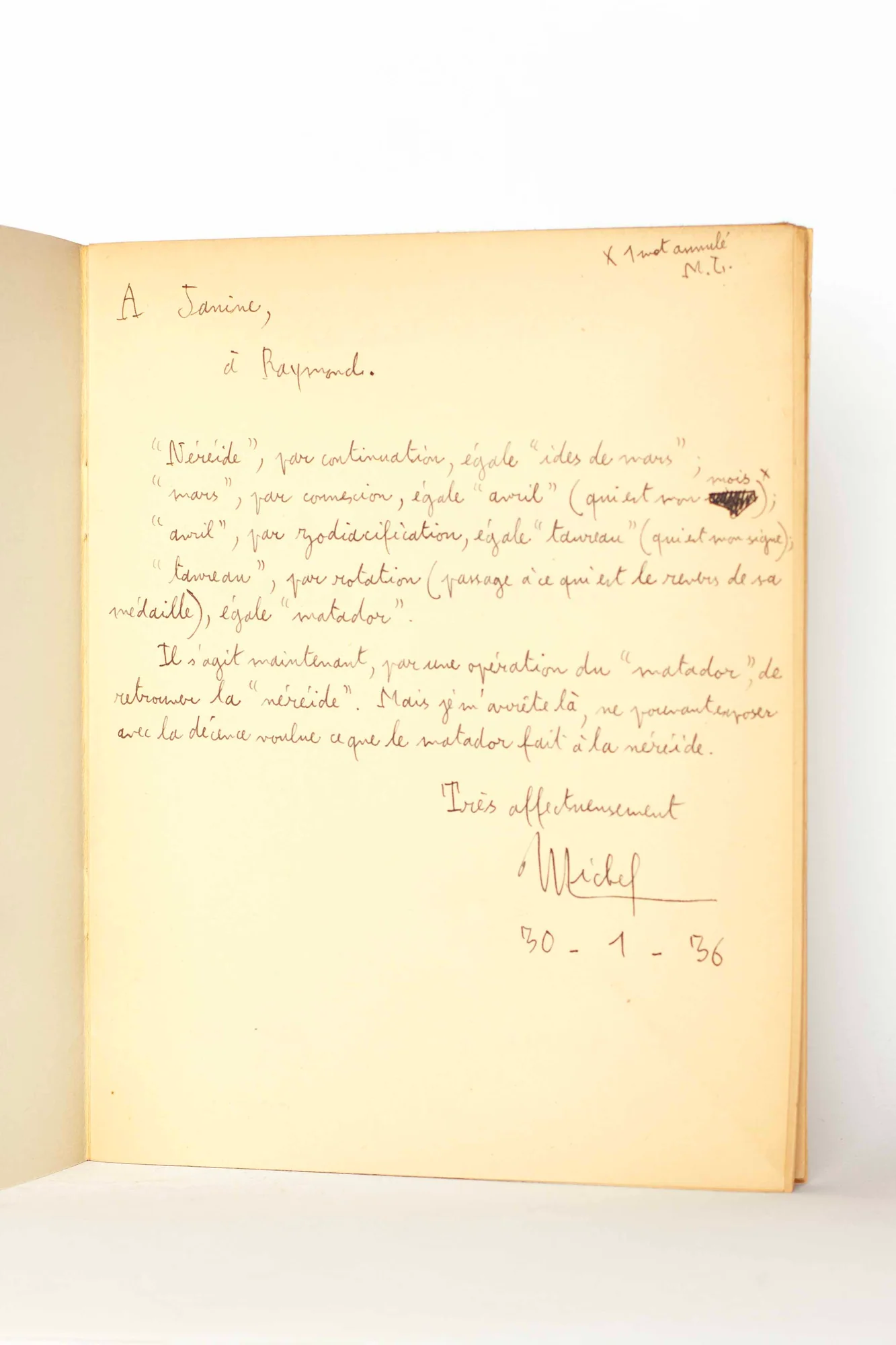 LEIRIS (Michel). — La Néréide de la mer Rouge. (Réf. 20893)