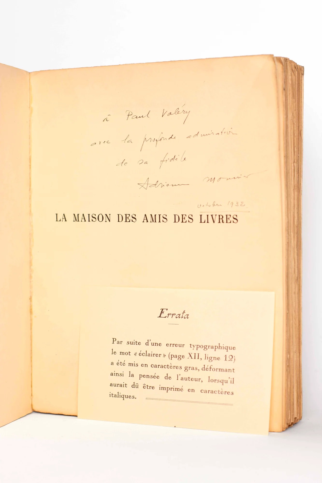 MONNIER (Adrienne). — Catalogue critique de la bibliothèque de prêt qu'elle a composée entre 1915 et 1932. Littérature française et Culture générale. (Réf. 21161)