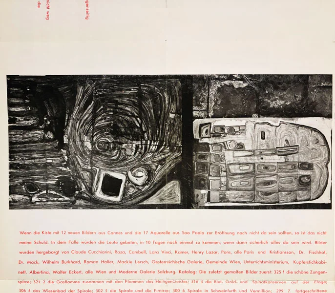 HUNDERTWASSER (Friedensreich). — Meine Augen sind müde. (Réf. 21569)