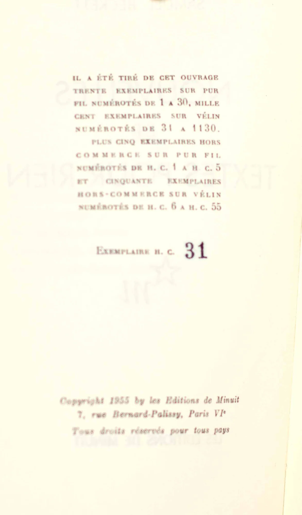 BECKETT (Samuel). — Nouvelles et textes pour rien. (Réf. 21618)