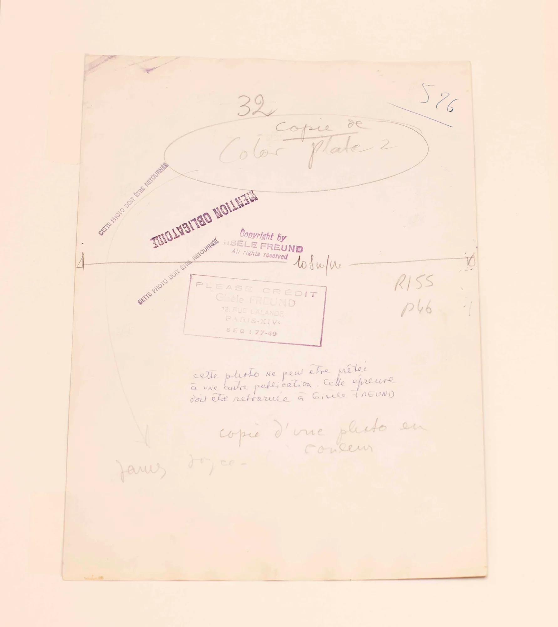 JOYCE, James. FREUND, Gisèle. — Original photographic portrait, 1938. (Réf. 21650)