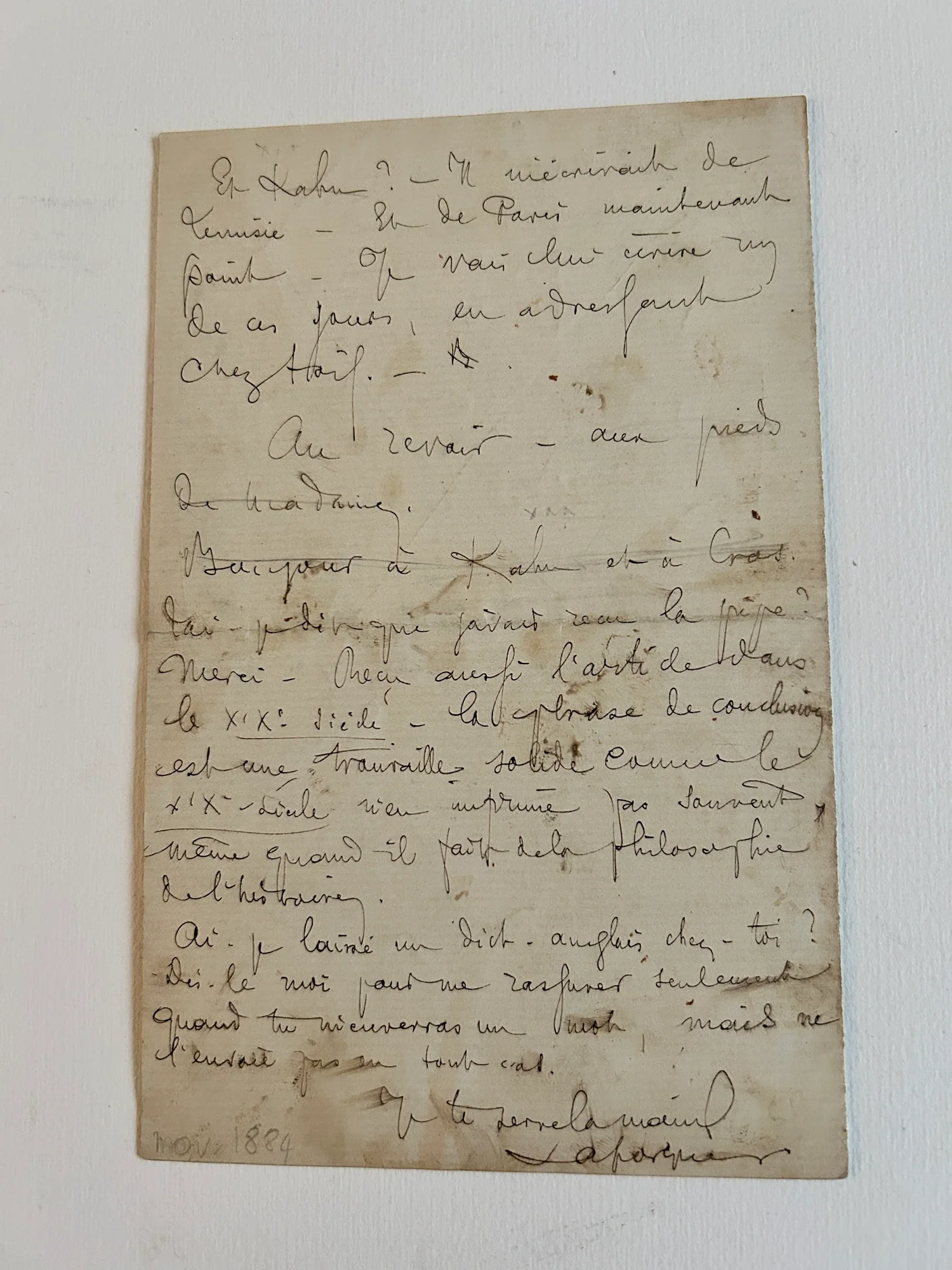 LAFORGUE (Jules). — L.A.S. à Charles Henry. (Réf. 21817)