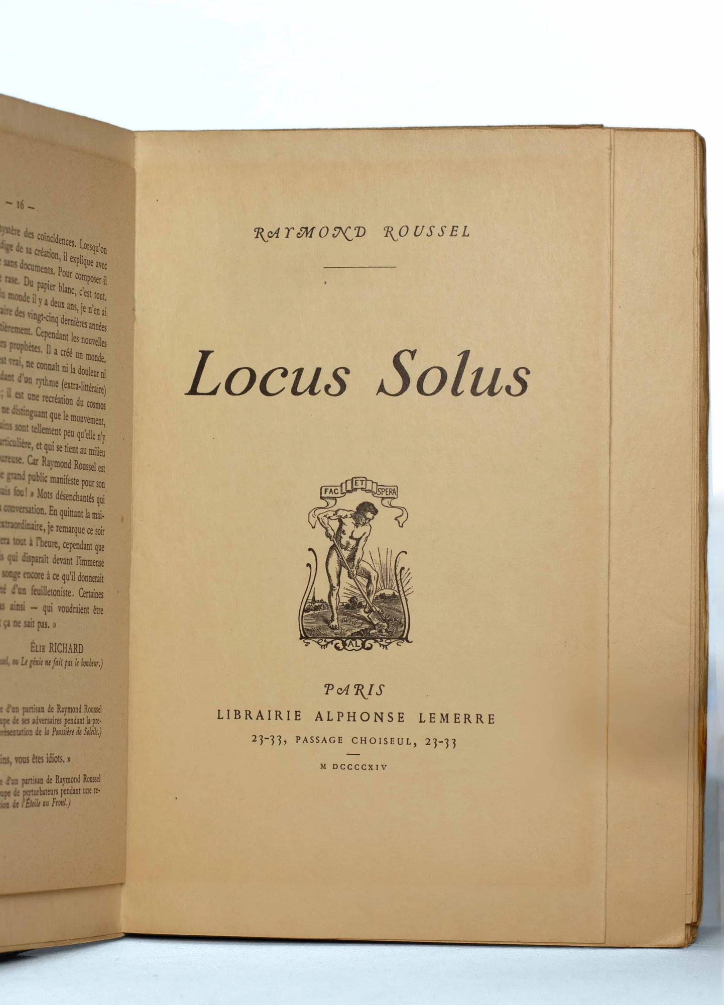ROUSSEL (Raymond). — Locus Solus. (Réf. 22093)