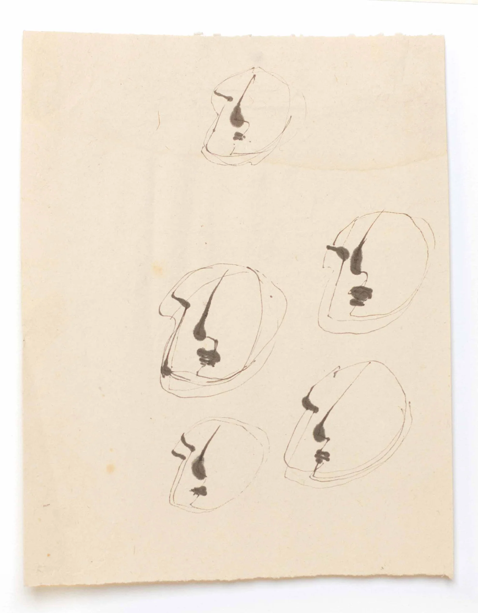 FAUTRIER (Jean). — Cinq visages. Encre sur papier. (Réf. 22338)