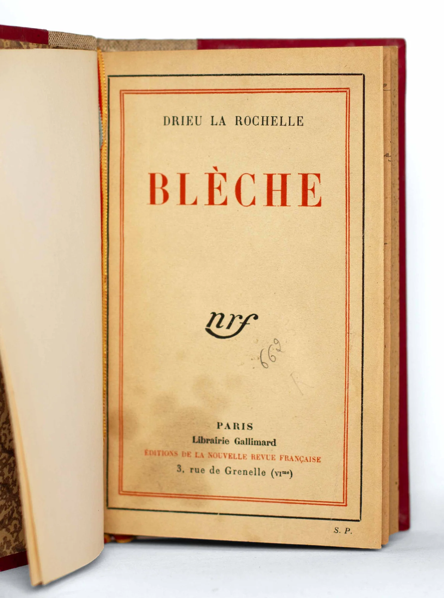 DRIEU LA ROCHELLE (Pierre). — Blèche. (Réf. 22900)
