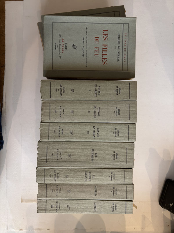 NERVAL (Gérard de). — Oeuvres. Les Filles du Feu. - Les Illuminés. - La Bohême galante. - Voyage en Orient (3 volumes). - Poésie et Théâtre. - Le Marquis de Fayolle (et autres textes). - Aurélia. - Lorely. (Réf. 22954)