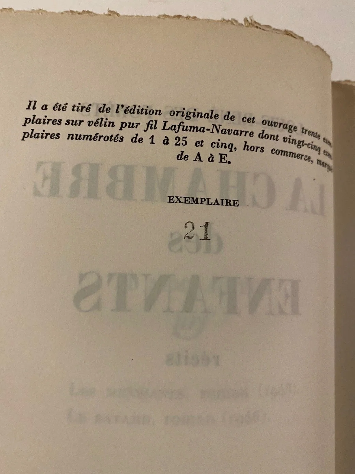 DES FORÊTS (Louis-René). — La Chambre des enfants. (Réf. 23054)