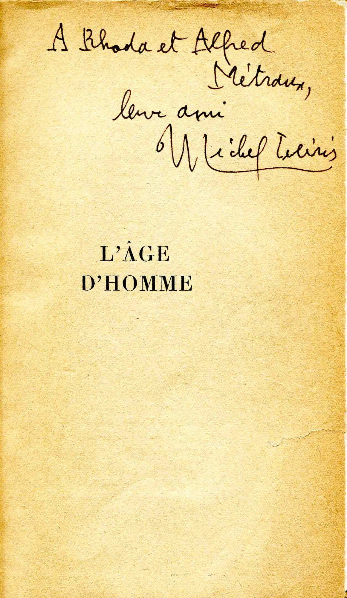 LEIRIS (Michel). — L’Âge d’homme. (Réf. 23107)