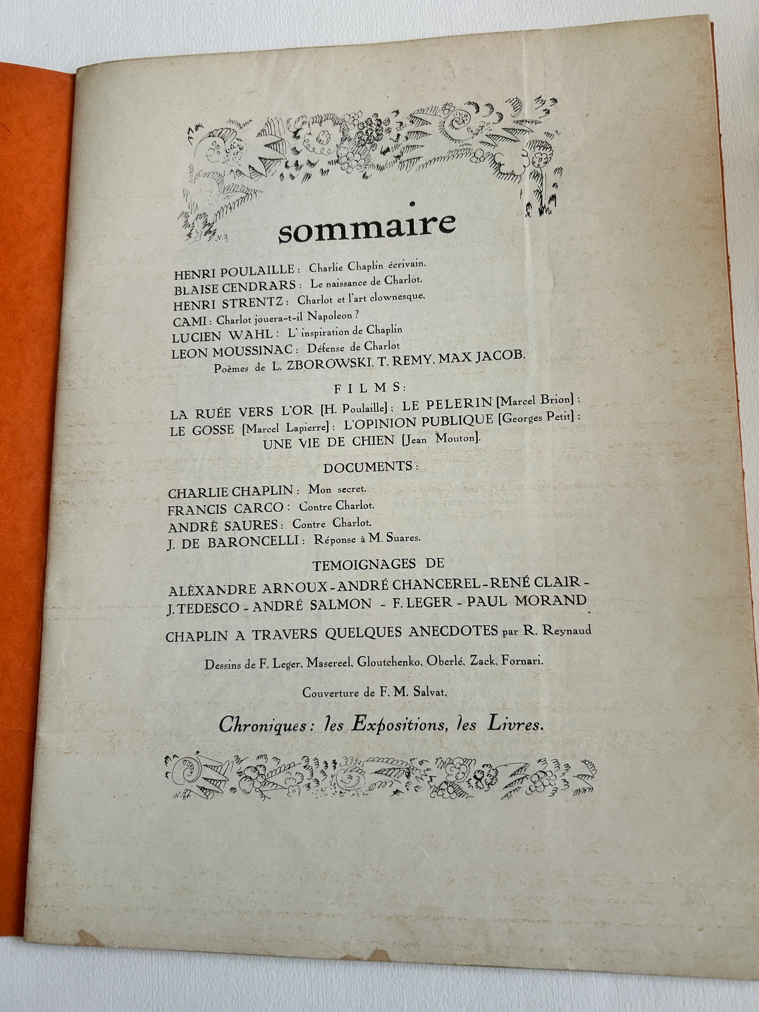 Revue. (CENDRARS). LES CHRONIQUES DU JOUR. — Charlot. Les Chroniques du Jour 7-8. (Réf. 23262)