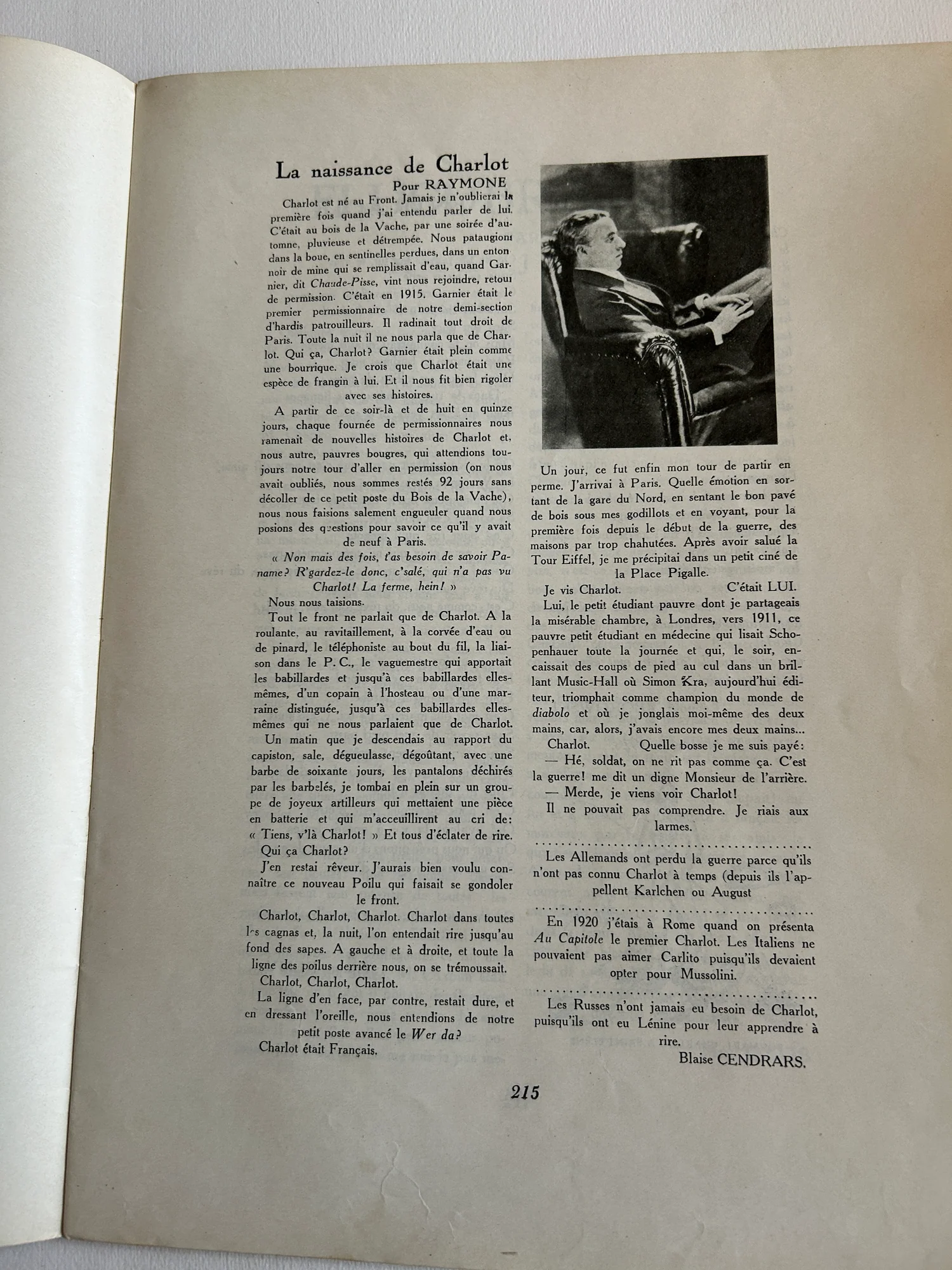 Revue. (CENDRARS). LES CHRONIQUES DU JOUR. — Charlot. Les Chroniques du Jour 7-8. (Réf. 23262)