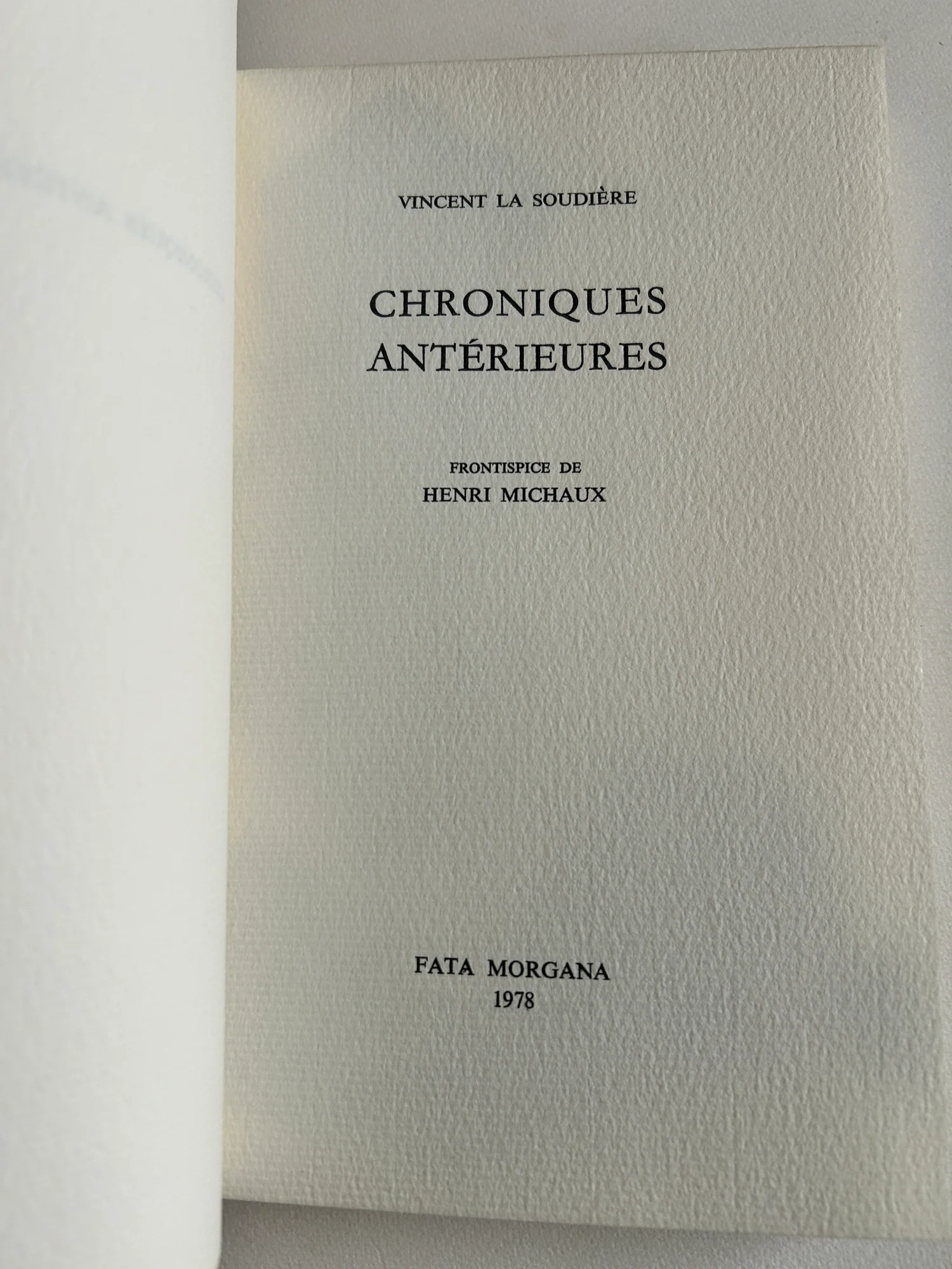 La Soudière (Vincent). — Chroniques antérieures. (Réf. 23300)