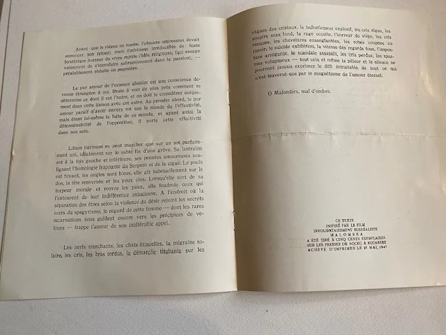 LUCA (Ghérasim). TROST (Dolfi). PÄUN (Paul). TEODORESCOU (Virgil). — Eloge de Malombra, cerne de l'amour absolu. (Réf. 23482)