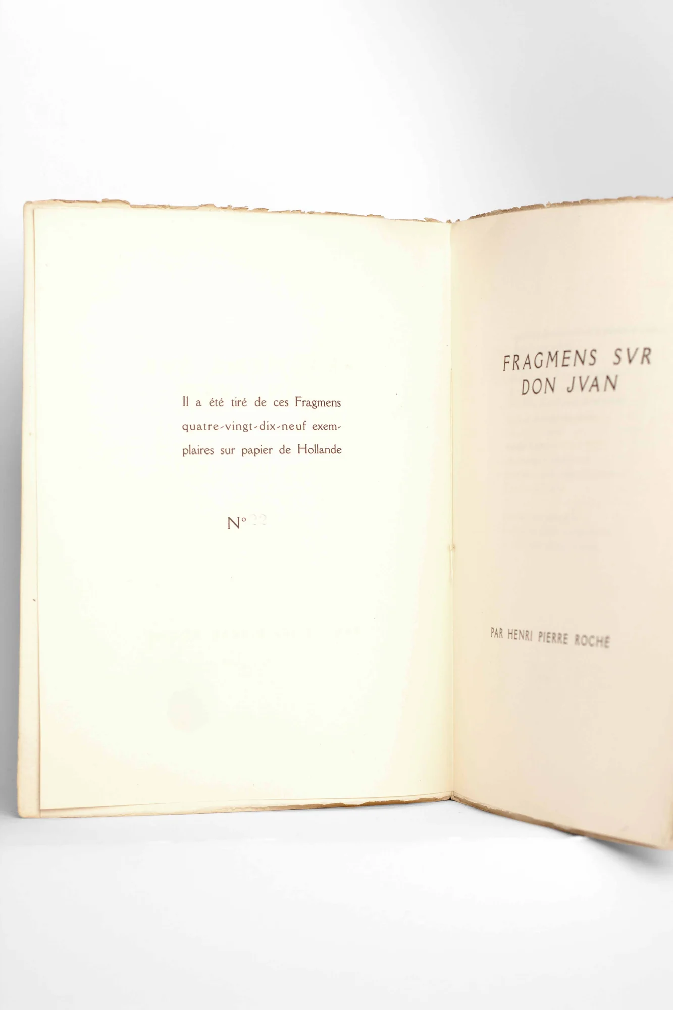 ROCHÉ (Henri-Pierre). — Fragmens sur Don Juan. (Réf. 23679)