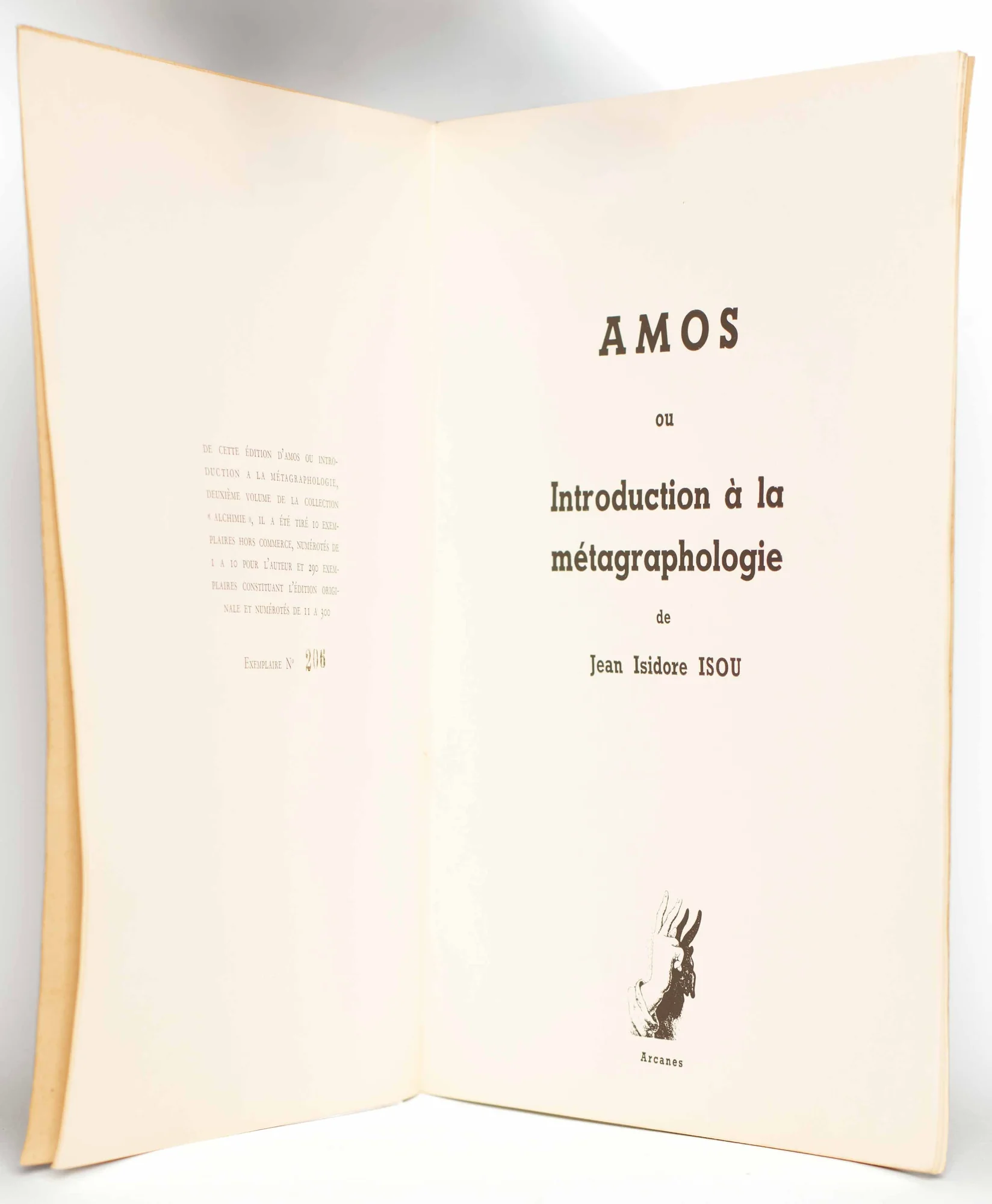 ISOU (JEAN ISIDORE). — Amos ou Introduction à la Metagraphologie (Réf. 23712)