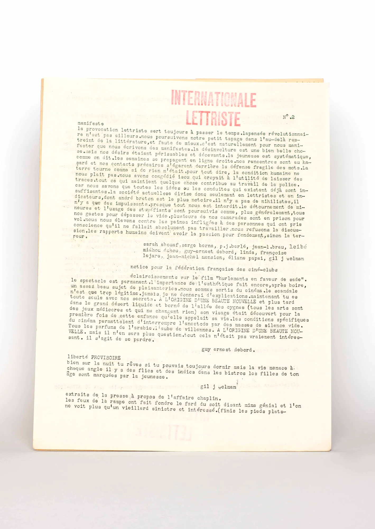 (DEBORD). INTERNATIONALE LETTRISTEN°1 à 4. — INTERNATIONALE LETTRISTEN°1 à 4. (Réf. 24536)