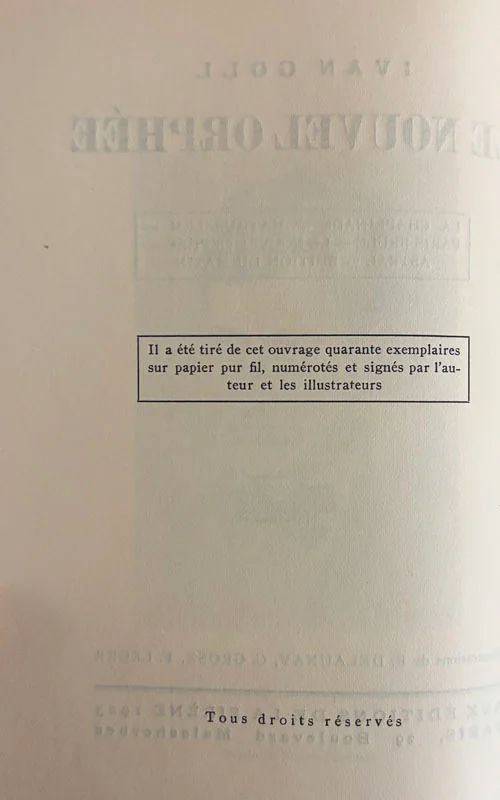 GOLL (Yvan). — Le Nouvel Orphée. (Réf. 24541)