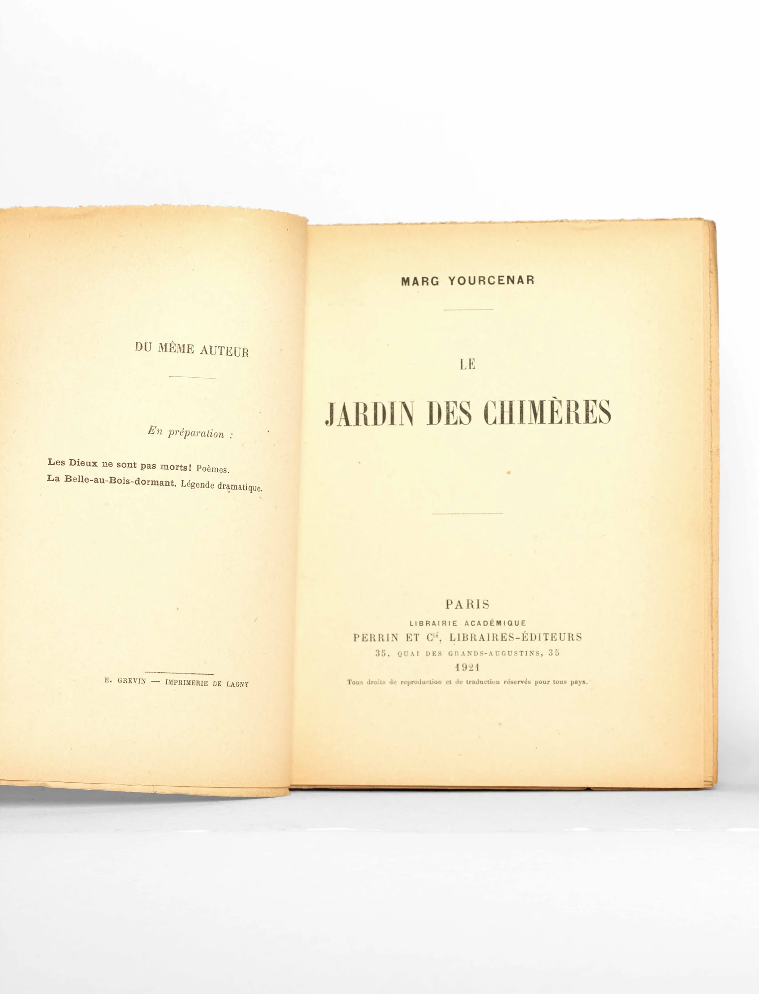 YOURCENAR (Marguerite). — Le Jardin des chimères. (Réf. 24586)