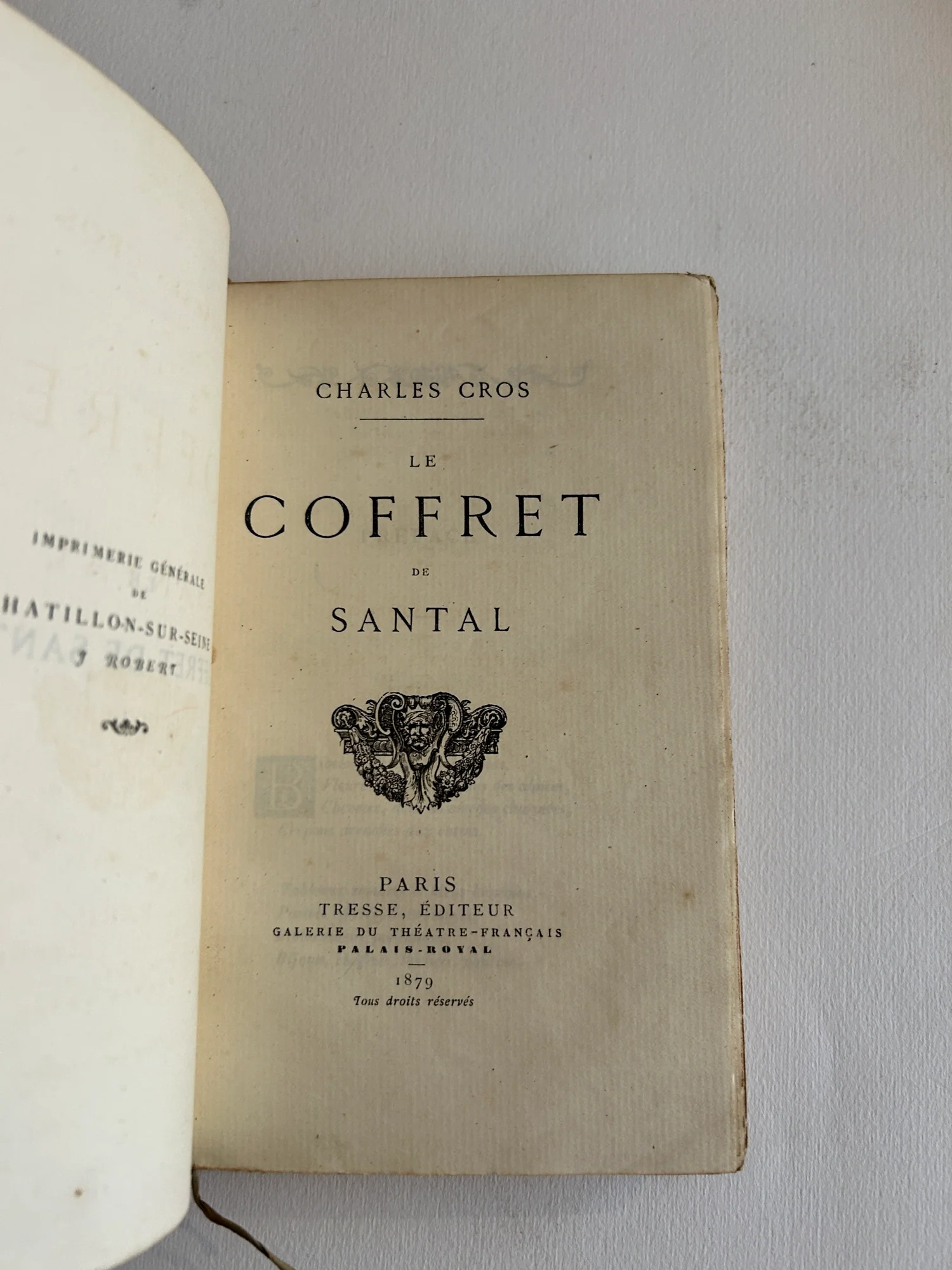 CROS (Charles). — Le Coffret de santal. (Réf. 24639)