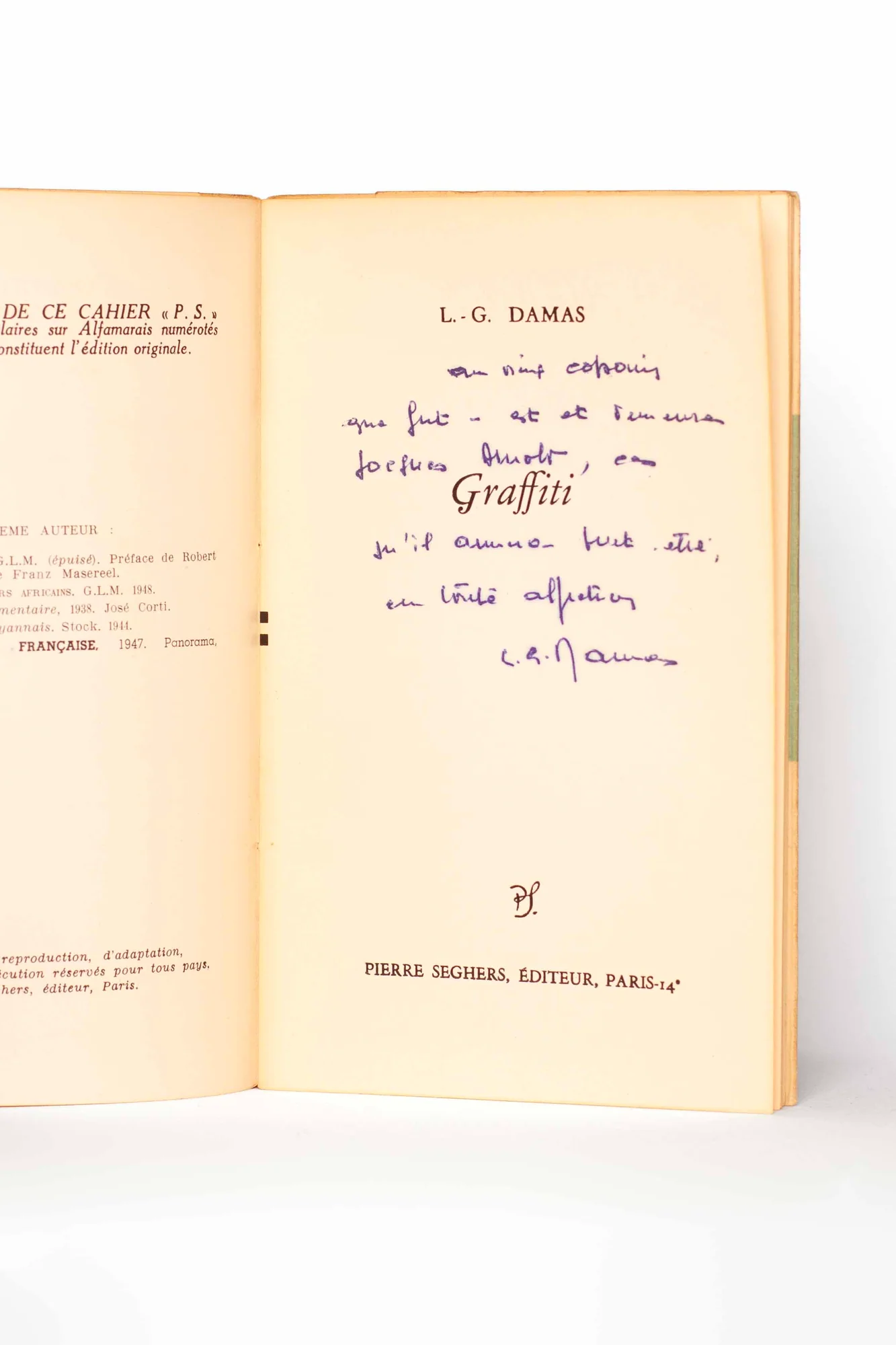 DAMAS (Léon-Gontran). — Graffiti. (Réf. 24712)