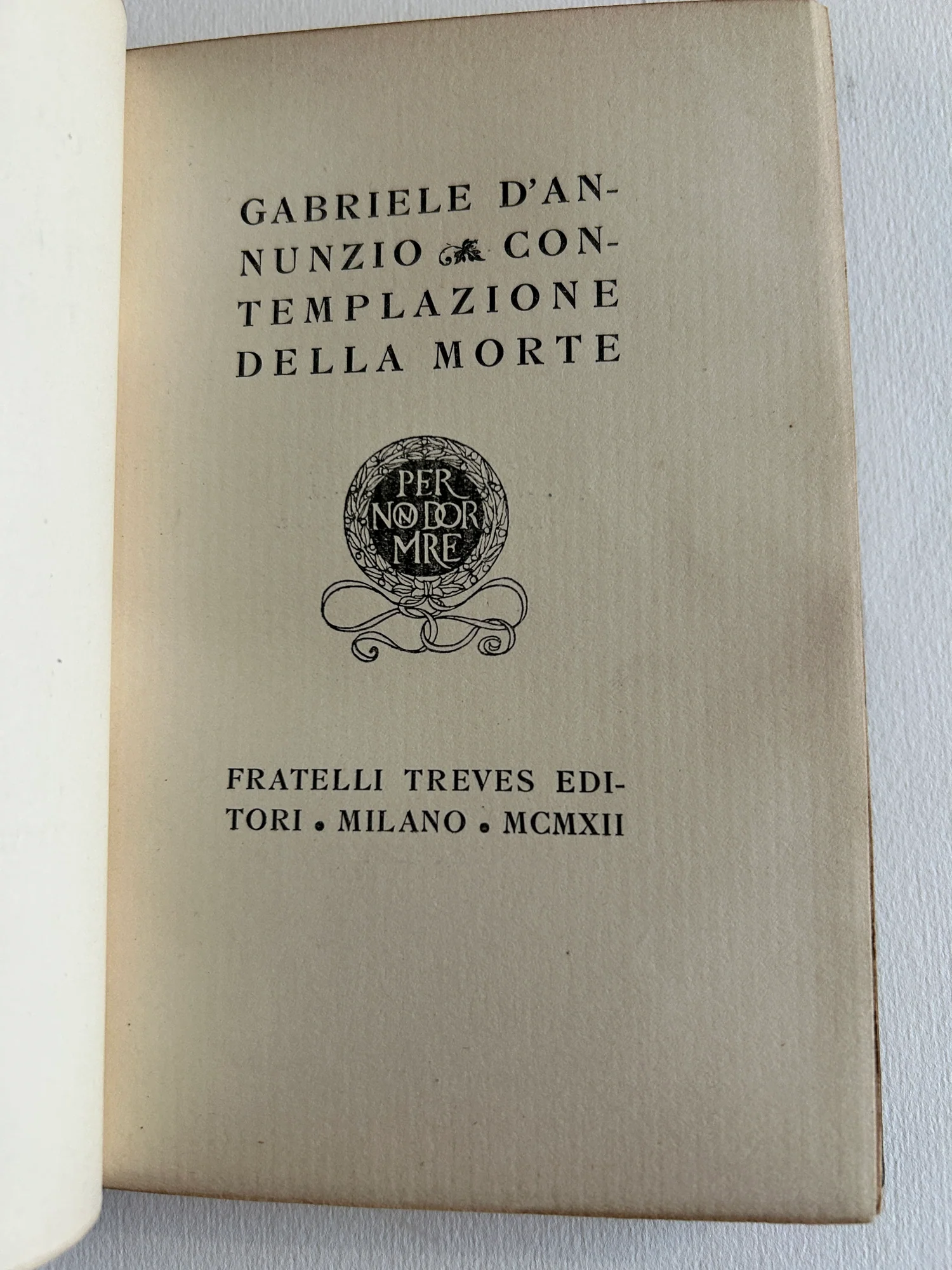D’ANNUNZIO (Gabriele). BROOKS (Romaine). — Contemplazione della Morte. (Réf. 24762)