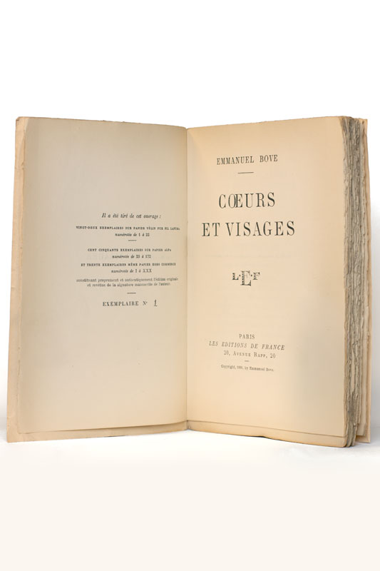 BOVE (Emmanuel). — Coeurs et visages. (Réf. 24775)
