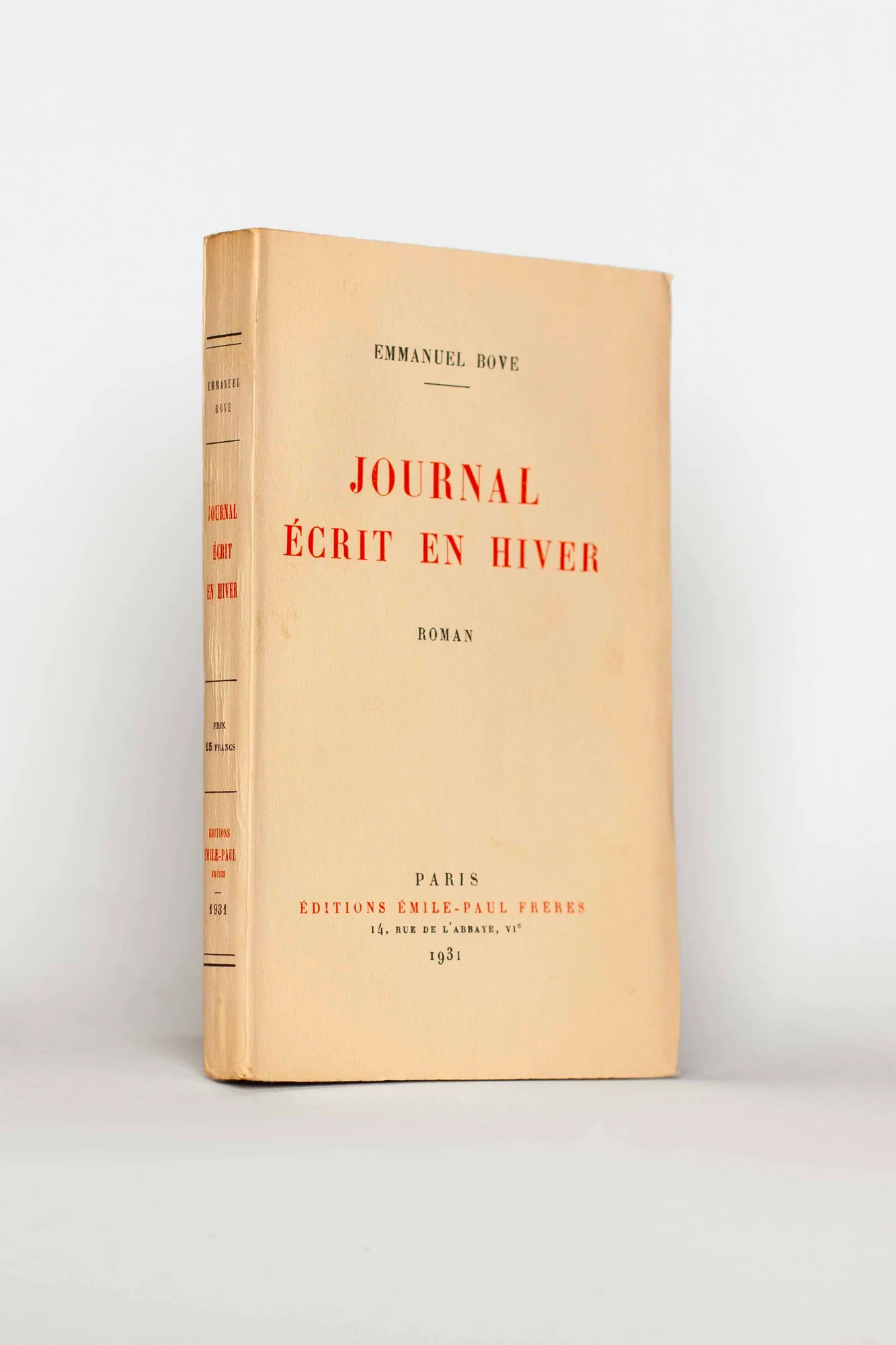 BOVE (Emmanuel). — Journal écrit en hiver. (Réf. 24939)