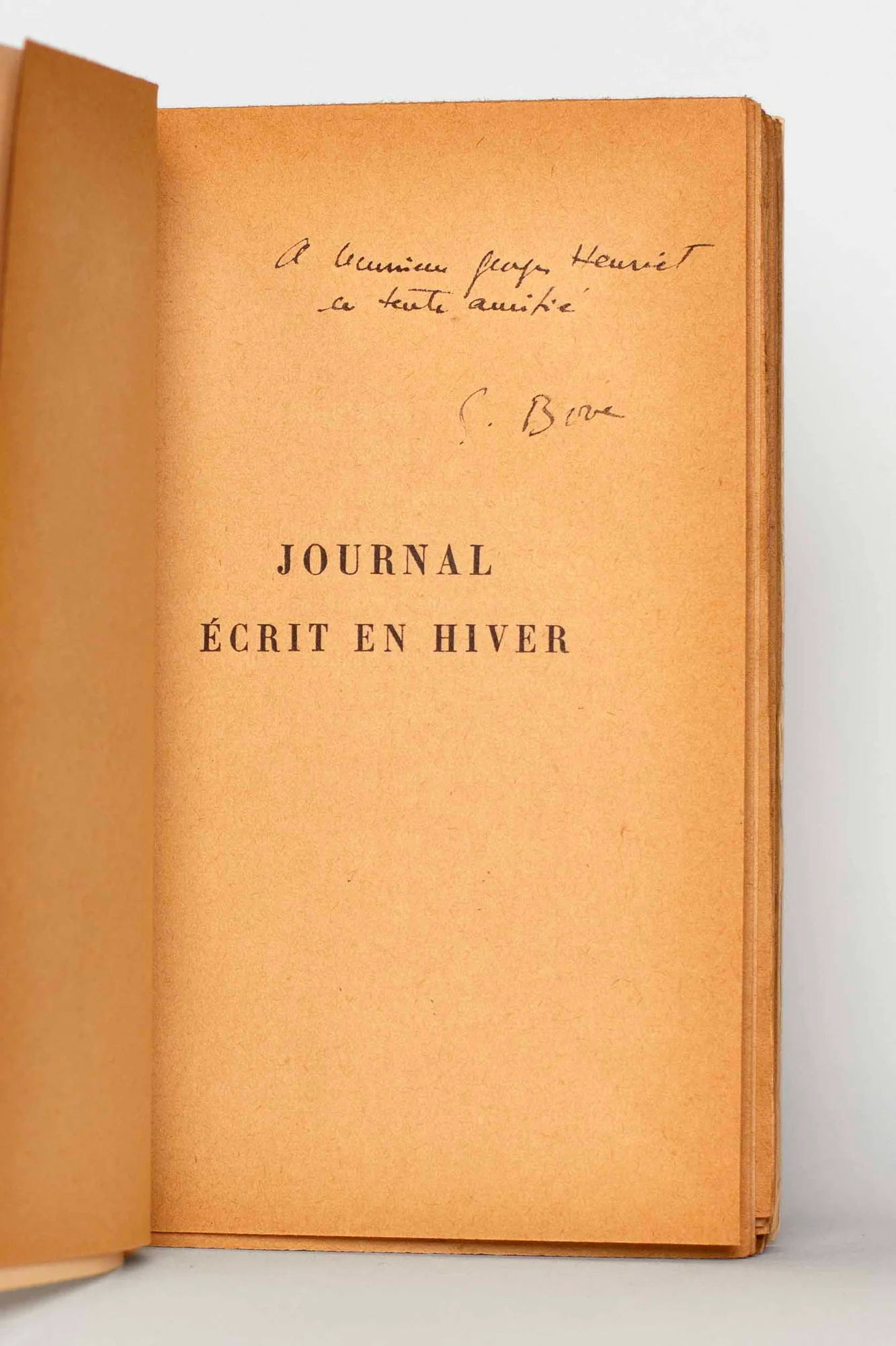 BOVE (Emmanuel). — Journal écrit en hiver. (Réf. 24939)