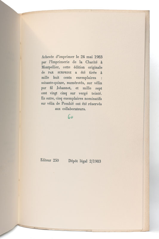 MICHAUX (Henri). — Par surprise. (Réf. 25049)