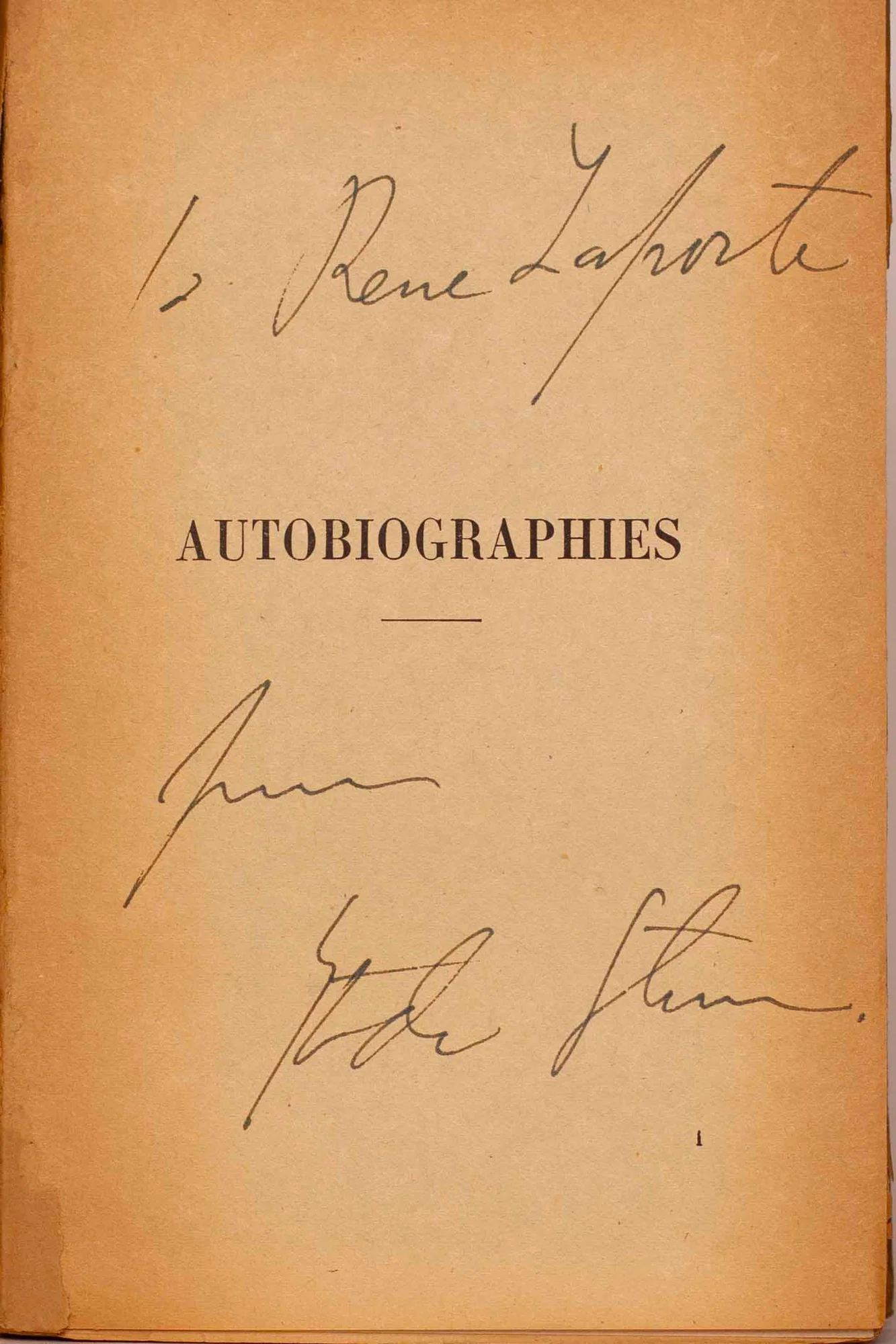 STEIN (Gertrude). — Autobiographies. (Réf. 25082)