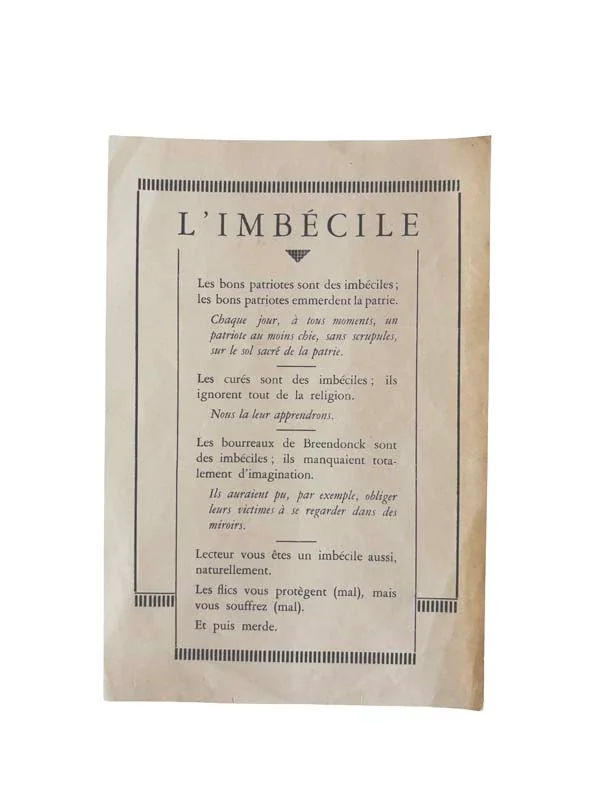 |MAGRITTE (René) et MARIËN (Marcel)]. — L’Imbécile - L'Emmerdeur - L'Enculeur. (Réf. 25559)