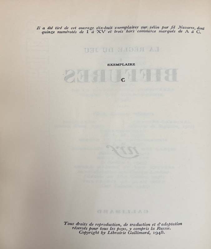 La Règle du jeu. I Biffures, II Fourbis, III Fibrilles, IV Frêle bruit. — planche 2