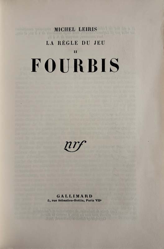 La Règle du jeu. I Biffures, II Fourbis, III Fibrilles, IV Frêle bruit. — planche 4