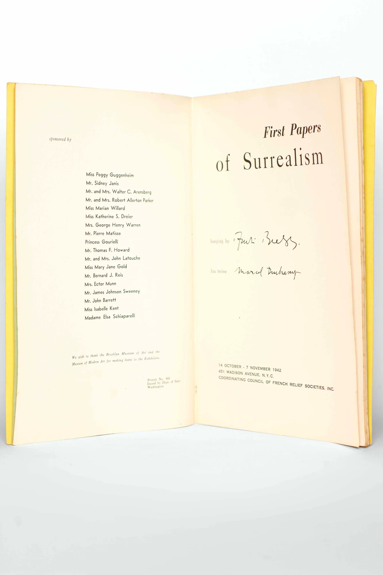 DUCHAMP (Marcel). BRETON (André). — First Papers of Surrealism. (Réf. 25742)