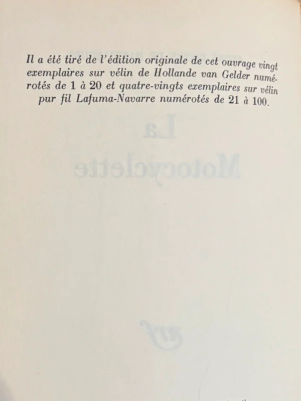 PIEYRE DE MANDIARGUES (André). — La Motocyclette. (Réf. 25871)