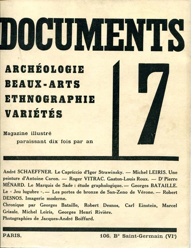 REVUE. (BATAILLE). DOCUMENTS. — Documents. Doctrines. Archéologie. Beaux-Arts. Ethnographie. (Réf. 25876)