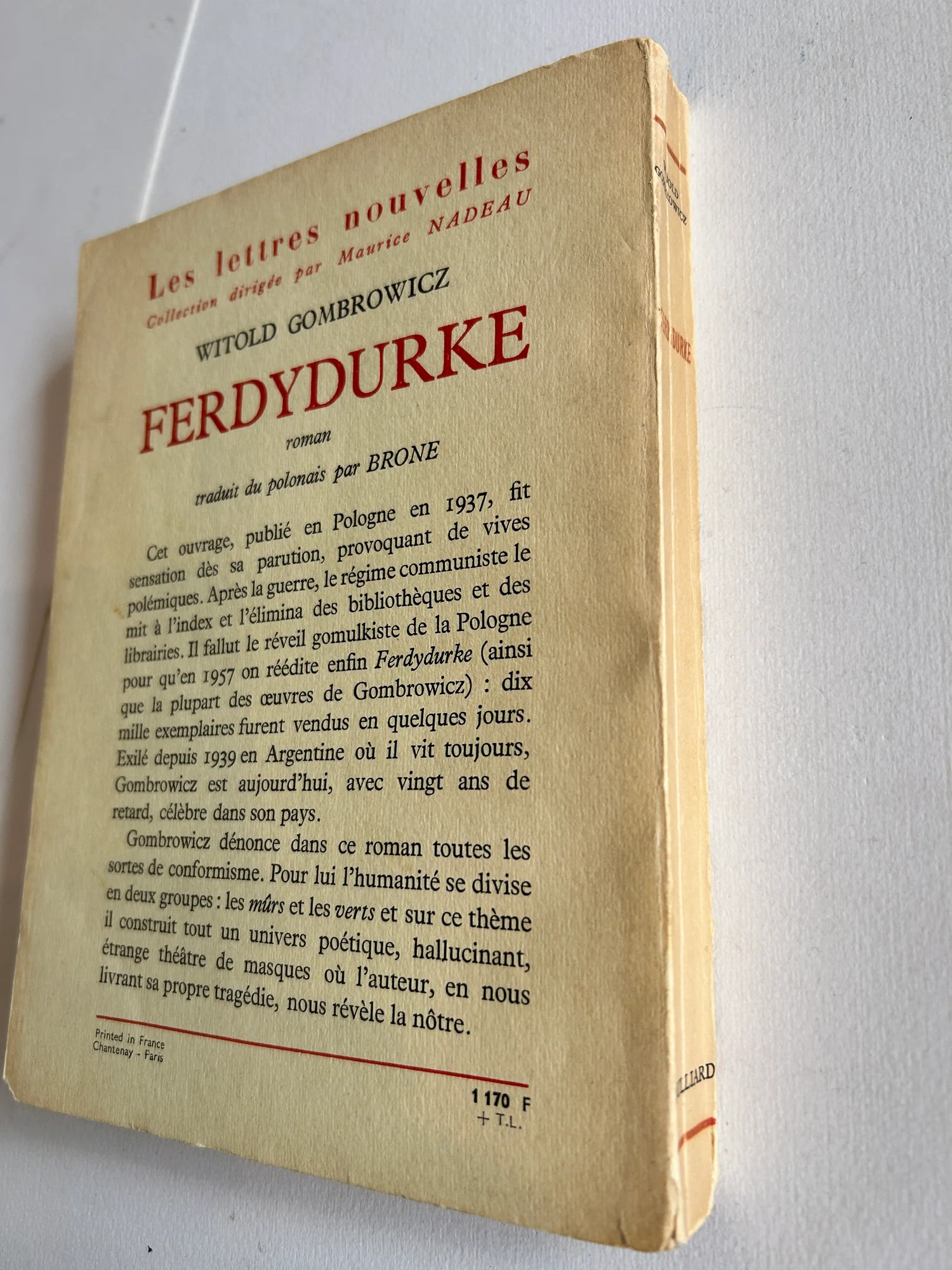 GOMBROWICZ (Witold). — Ferdydurke. (Réf. 25886)