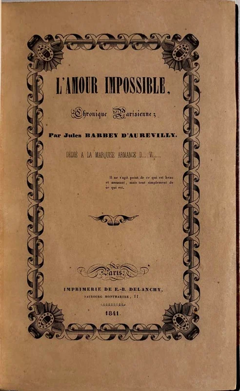 BARBEY D'AUREVILLY (Jules). — L'amour impossible. (Réf. 25908)
