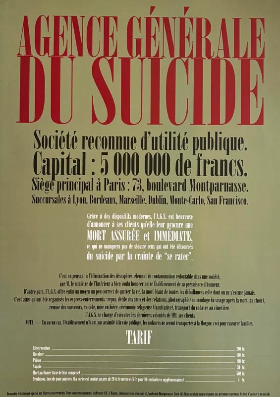RIGAUT (Jacques). — Agence générale du suicide. (Réf. 25955)