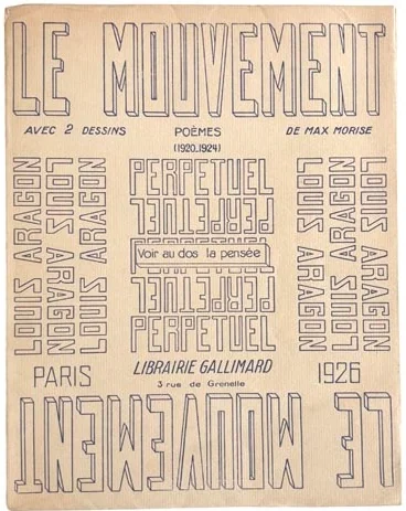 ARAGON (Louis). — Le Mouvement perpétuel. (Poèmes 1920-1924). Avec 2 dessins de Max Morise. (Réf. 25988)