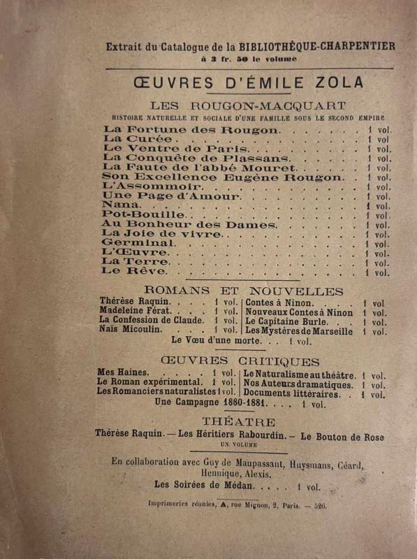 ZOLA (Emile). — La Bête Humaine. (Réf. 26062)