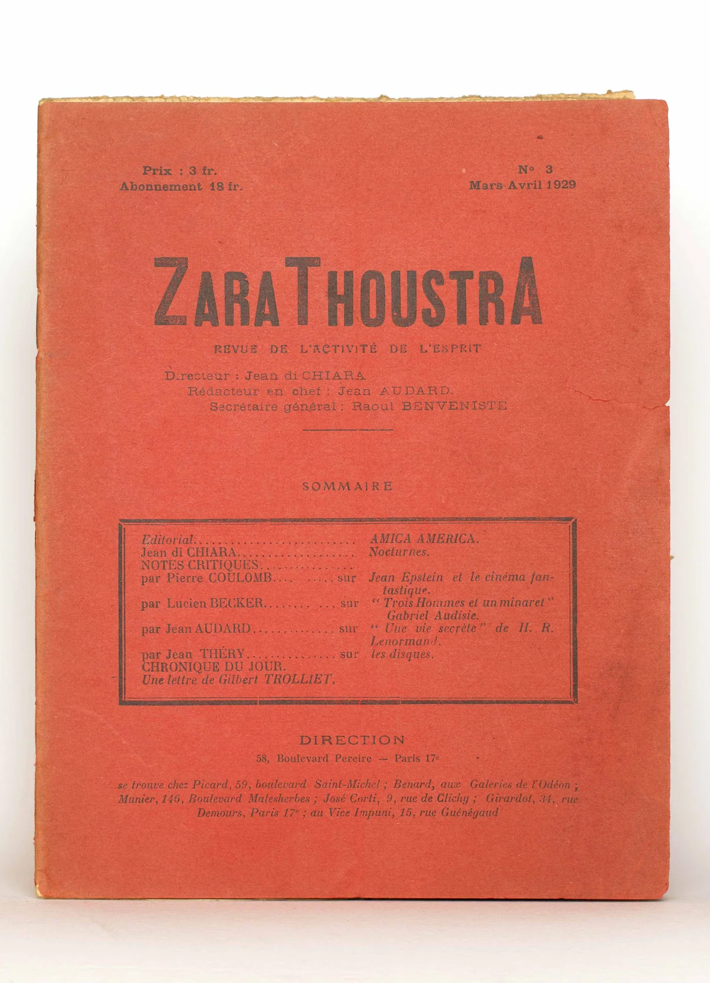 ZARATHOUSTRA. — Revue de l’Activité de l’Esprit. (Réf. 7756)